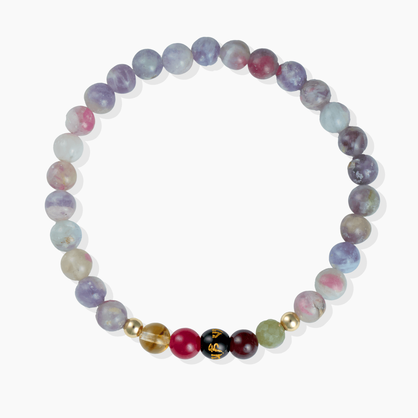 Pink Tourmaline Mega Destiny Lucky 7 Gemstone Bracelet With REAL Gold - Eat.Read.Love.