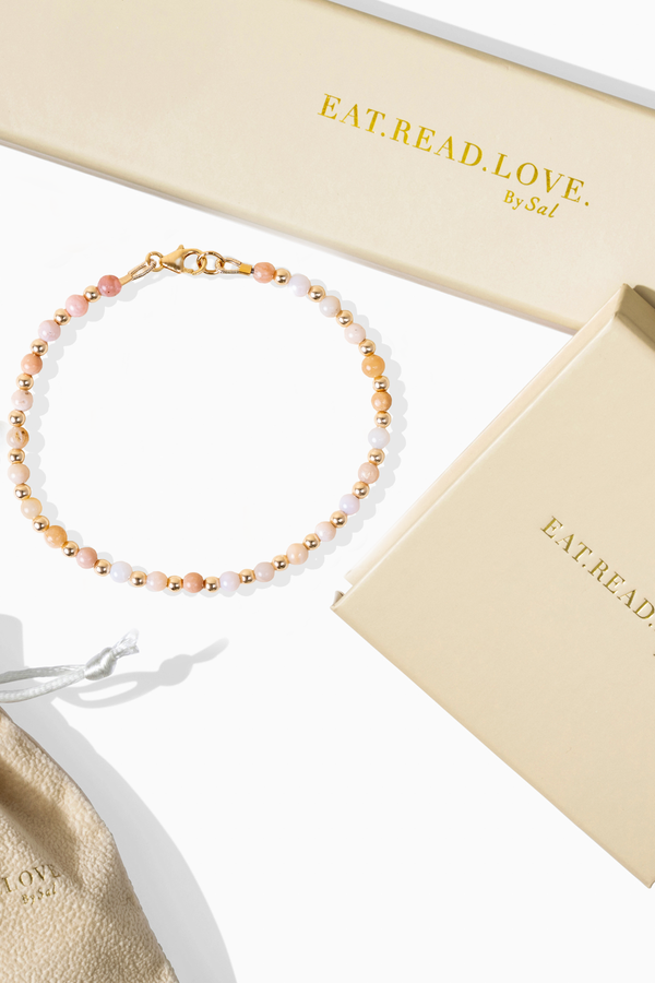 Romance and Relationship - Pink Opal with Gold Vermeil Bracelet