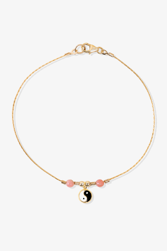 Power Pink Opal REAL Gold Bracelet With Charm