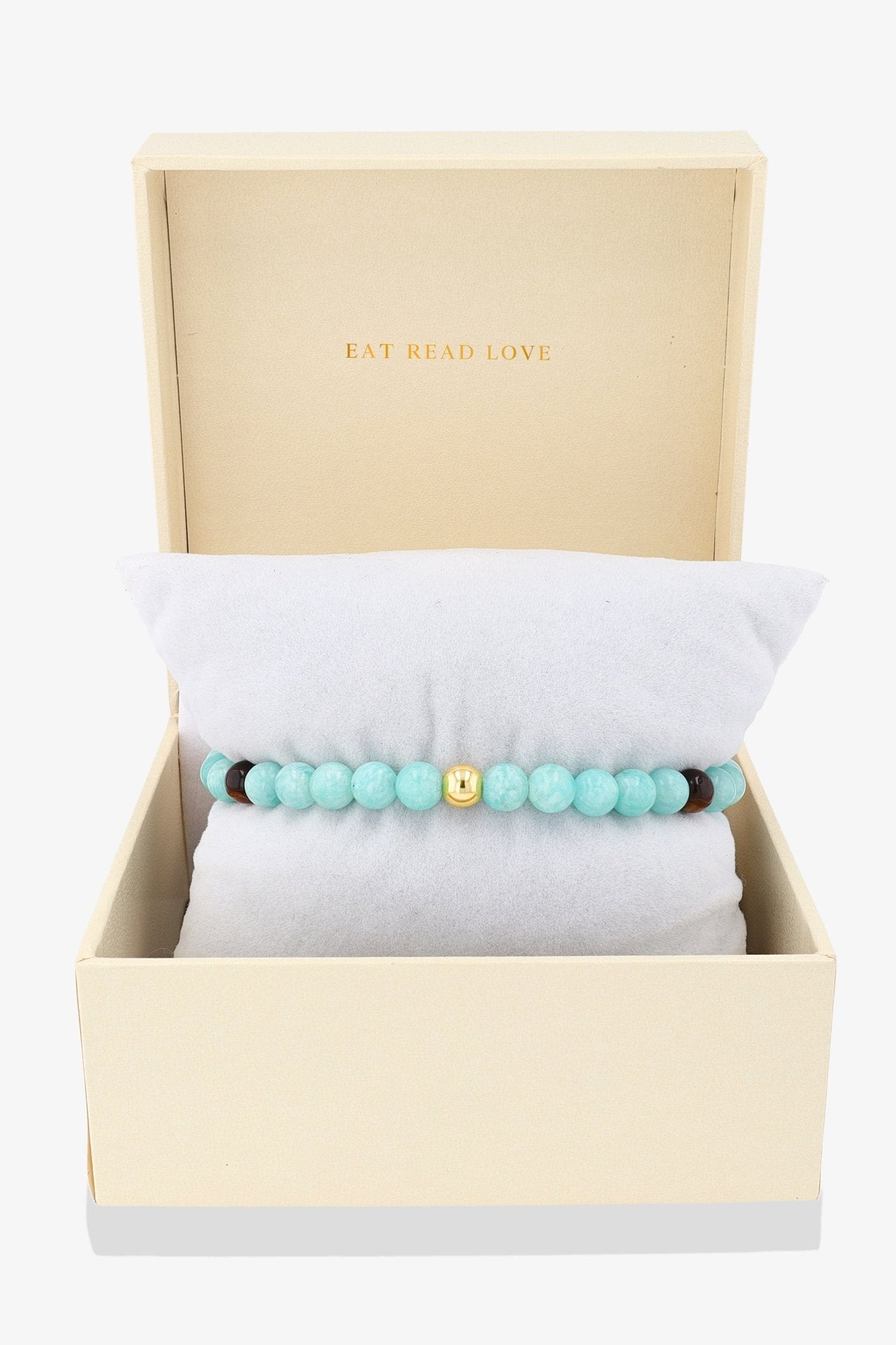 Pisces Amazonite and Tigers Eye Crystal Bracelet with REAL Gold - Eat.Read.Love.