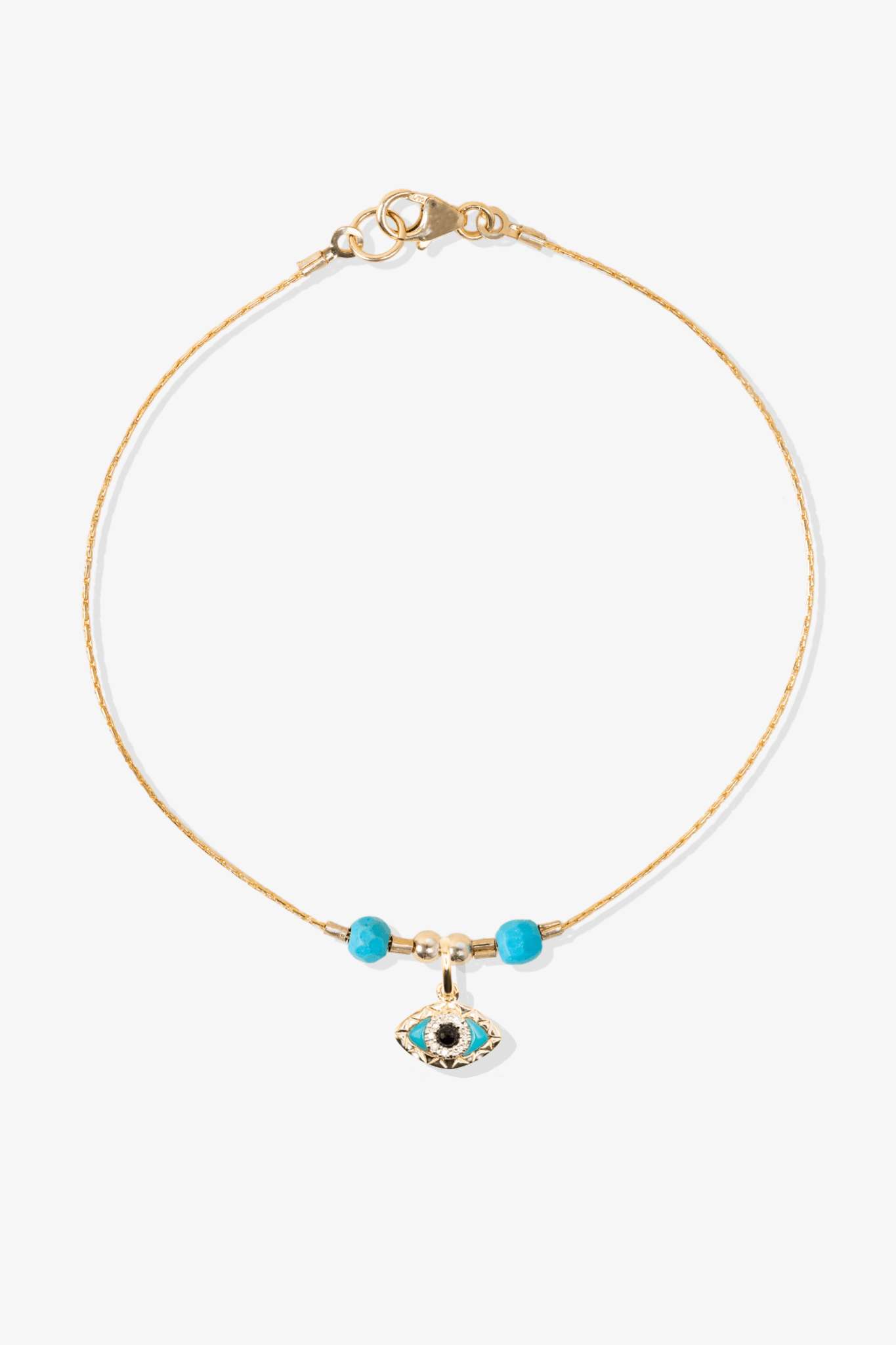 Power Turquoise REAL Gold Bracelet With Charm - Eat.Read.Love.