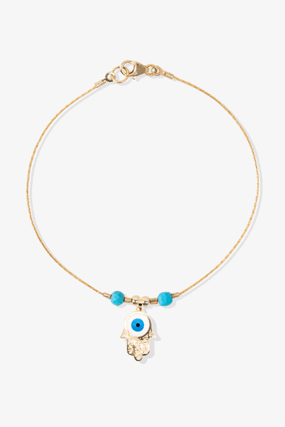 Power Turquoise REAL Gold Bracelet With Charm - Eat.Read.Love.