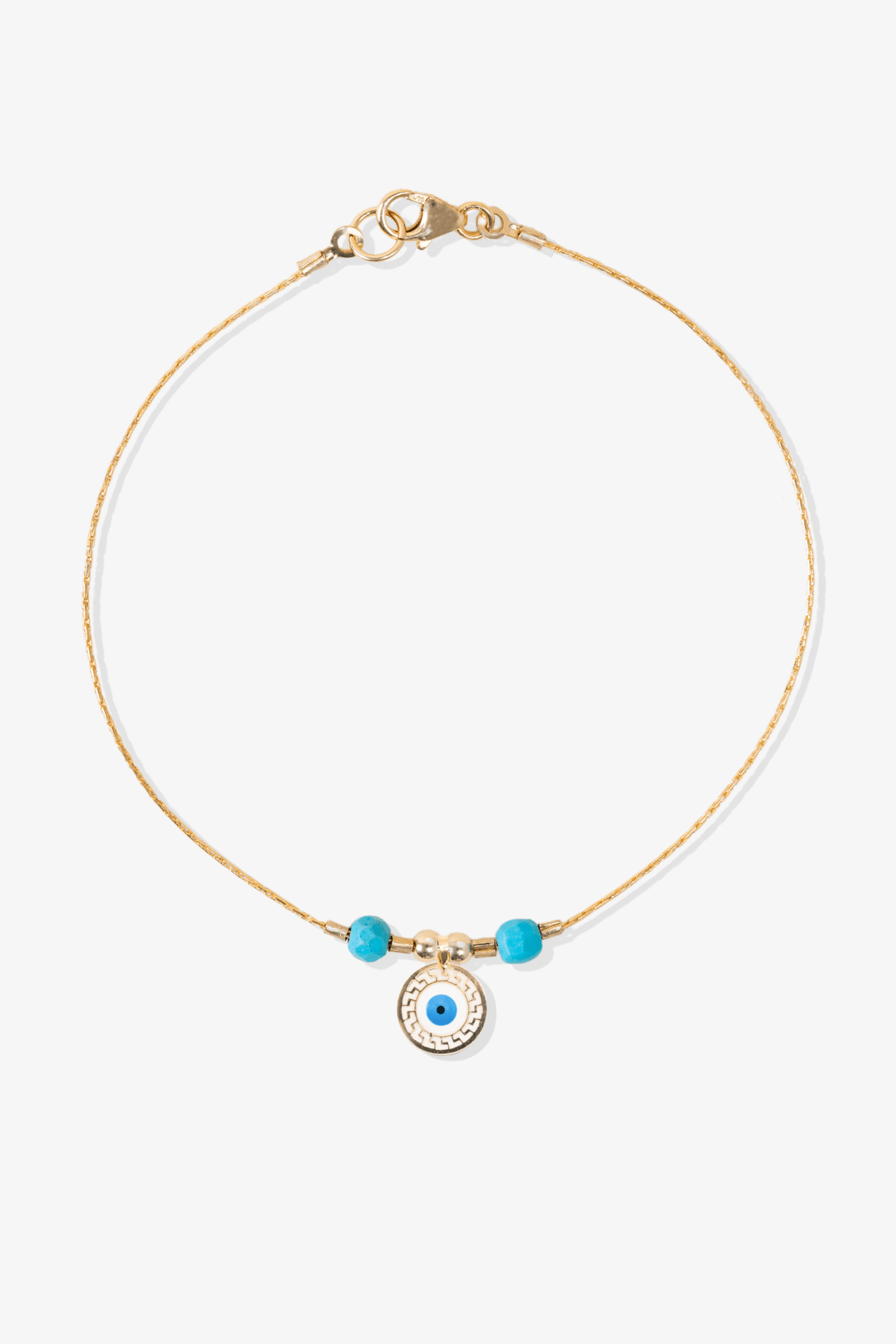 Power Turquoise REAL Gold Bracelet With Charm - Eat.Read.Love.