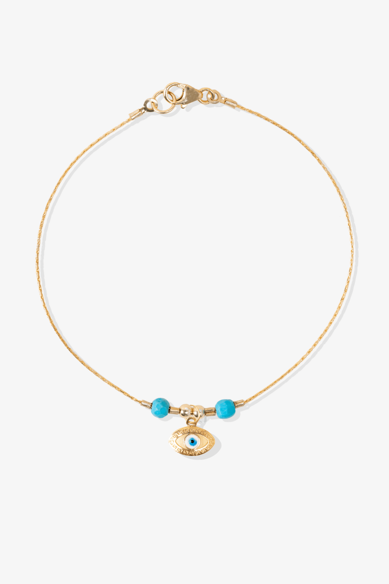 Power Turquoise REAL Gold Bracelet With Charm - Eat.Read.Love.