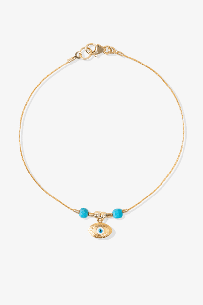 Power Turquoise REAL Gold Bracelet With Charm - Eat.Read.Love.