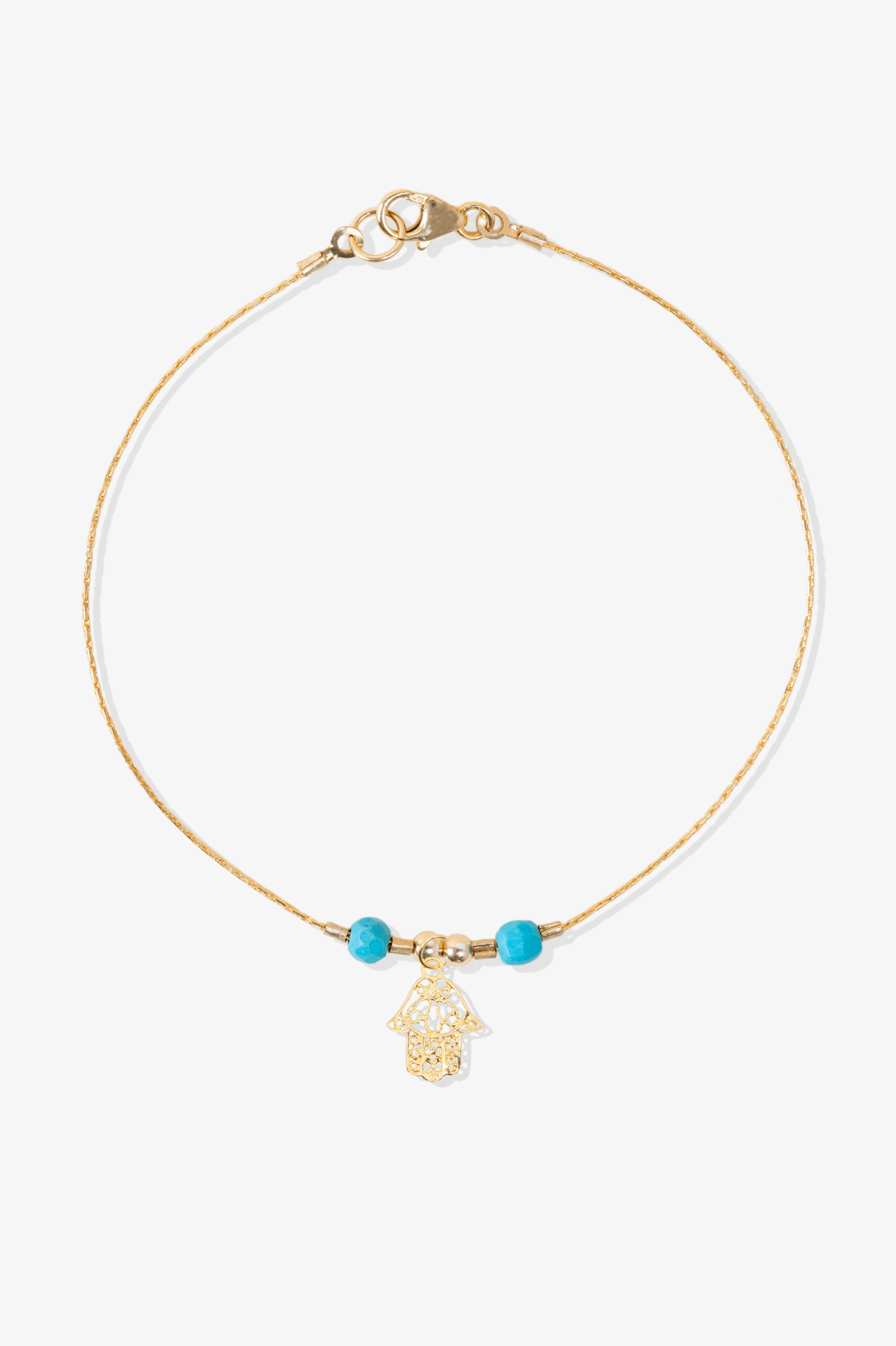 Power Turquoise REAL Gold Bracelet With Charm - Eat.Read.Love.