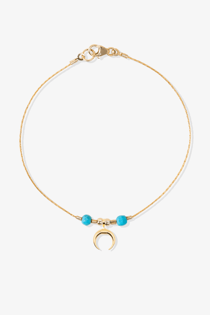 Power Turquoise REAL Gold Bracelet With Charm - Eat.Read.Love.