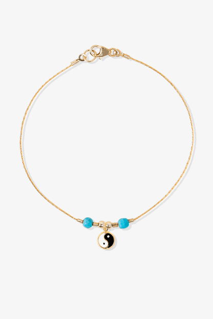 Power Turquoise REAL Gold Bracelet With Charm - Eat.Read.Love.