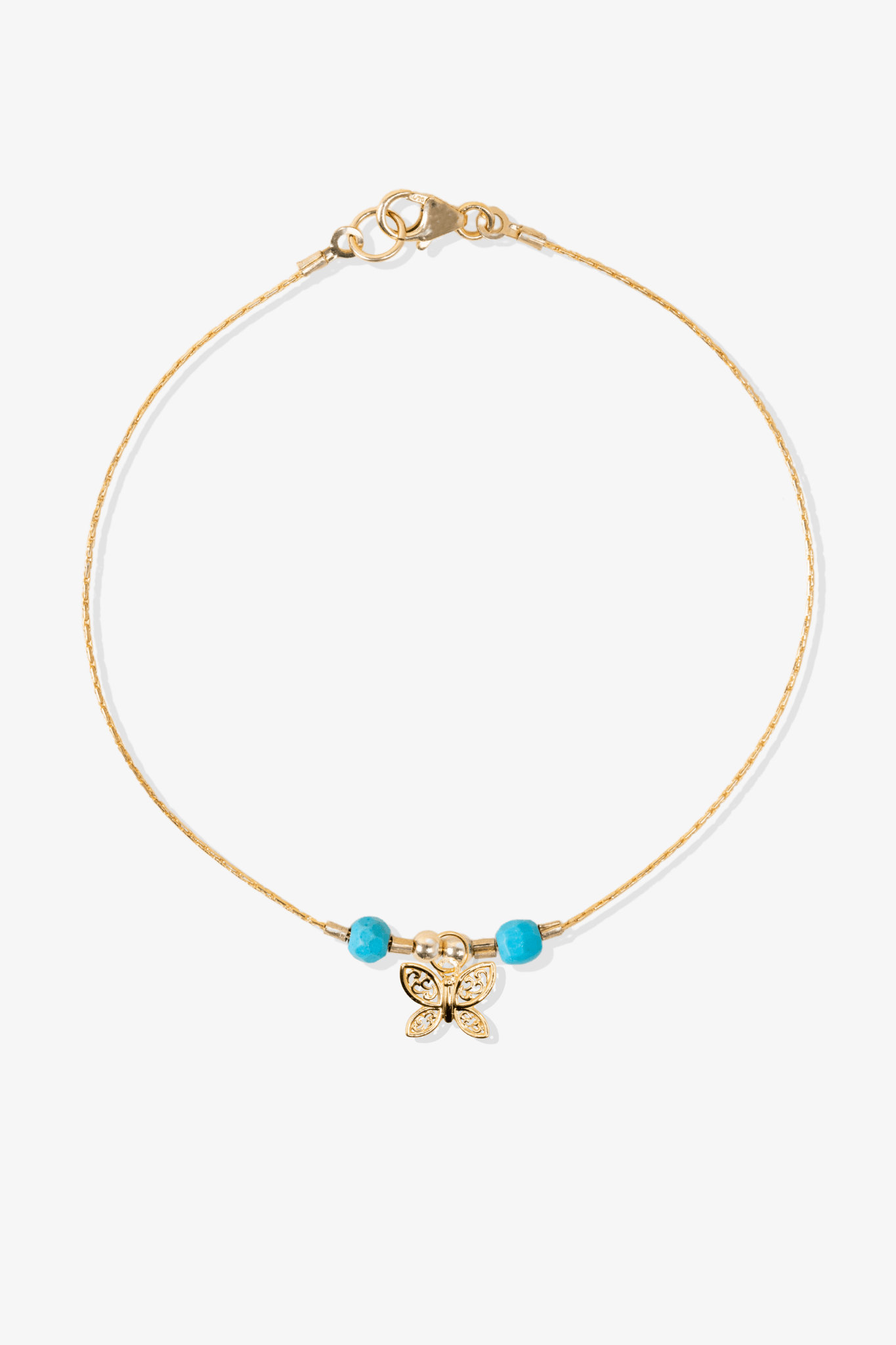 Power Turquoise REAL Gold Bracelet With Charm - Eat.Read.Love.