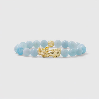 Aquamarine Feng Shui Lucky Pixiu Calm & Wealth Bracelet