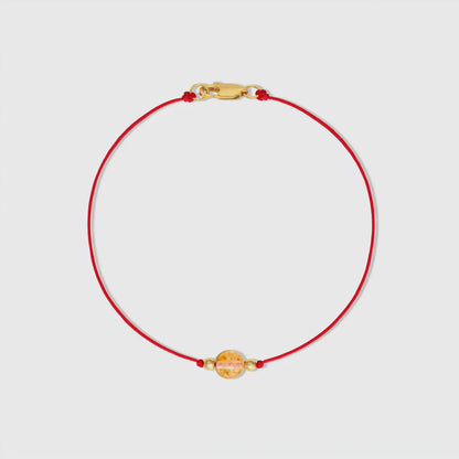 Citrine Red Thread Bracelet With Real Gold