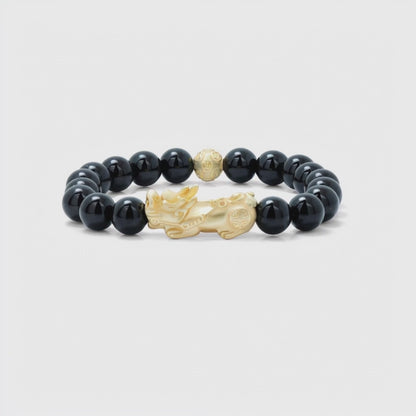 Obsidian Feng Shui Lucky Pixiu Protection & Wealth Bracelet