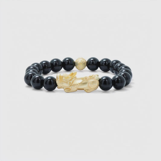 Obsidian Feng Shui Lucky Pixiu Protection & Wealth Bracelet