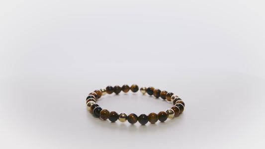 Elevated Power Bracelet with REAL Gold Beads and Tigers Eye