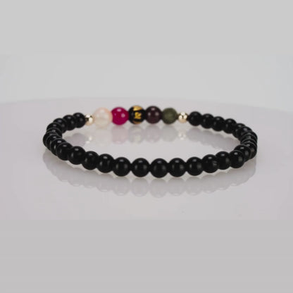 Obsidian Mega Protection Lucky 7 Gemstone Bracelet With REAL Gold