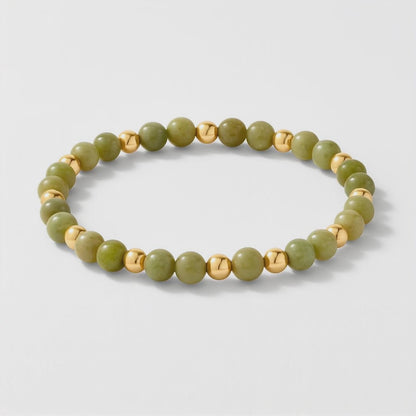 Natural Green Jade with Real Gold Bracelet