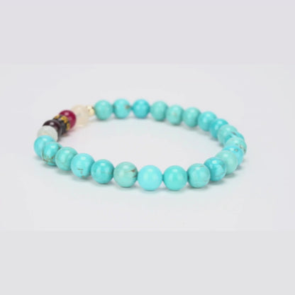 Turquoise Mega Atttraction Lucky 7 Gemstone Bracelet With REAL Gold