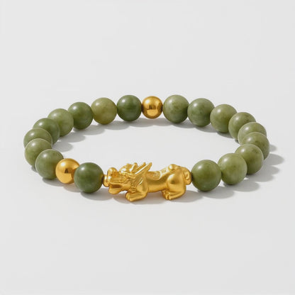 Natural Green Jade with Gold Pixiu