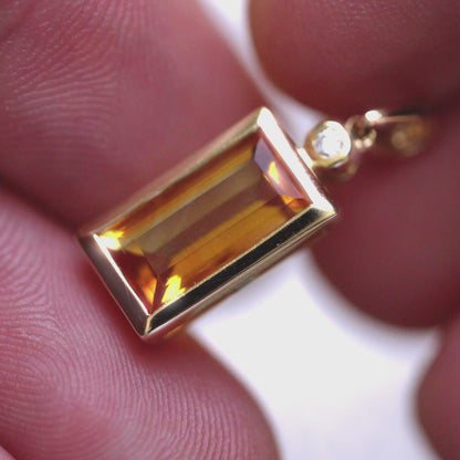 Millionaire Grade A Citrine 14K Real Gold Pendant
