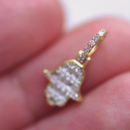 Millionaire Hamsa Pendant 10K Gold | Diamond Accents