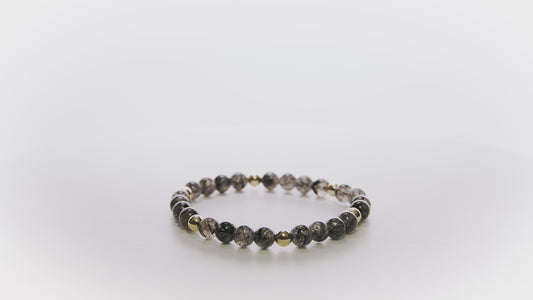 Elevated Protection Bracelet with REAL Gold Beads and Rutilitated Quartz