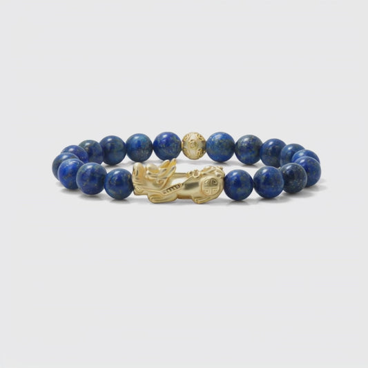 Lapis Lazuli Feng Shui Lucky Pixiu Wisdom & Wealth Bracelet