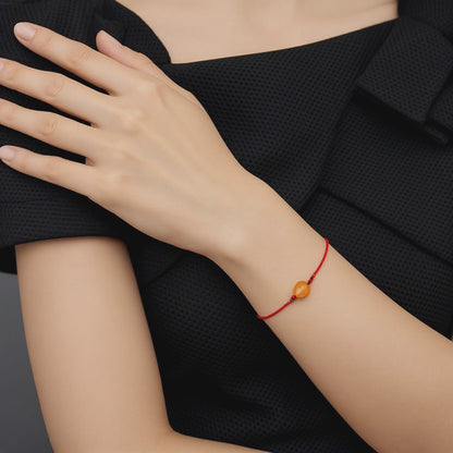 Citrine Red Thread Bracelet With Real Gold