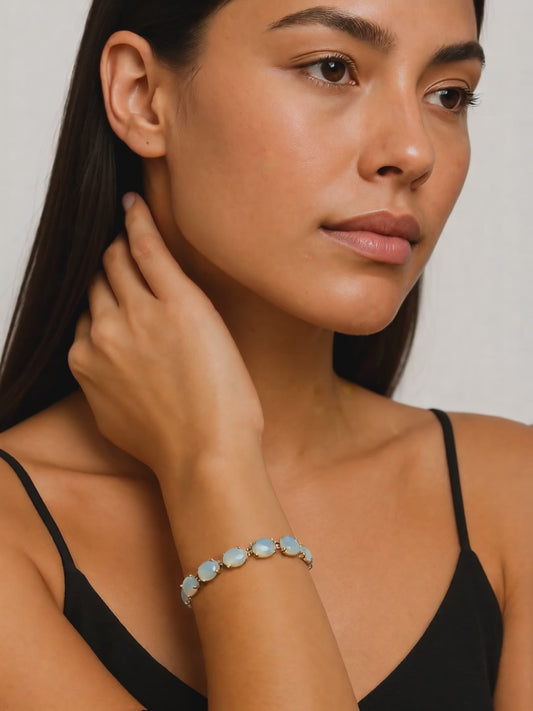 Genuine Opal High Quality Sterling Silver Bracelet
