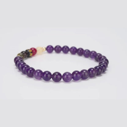 Amethyst Mega Manifest Lucky 7 Gemstone Bracelet With REAL Gold