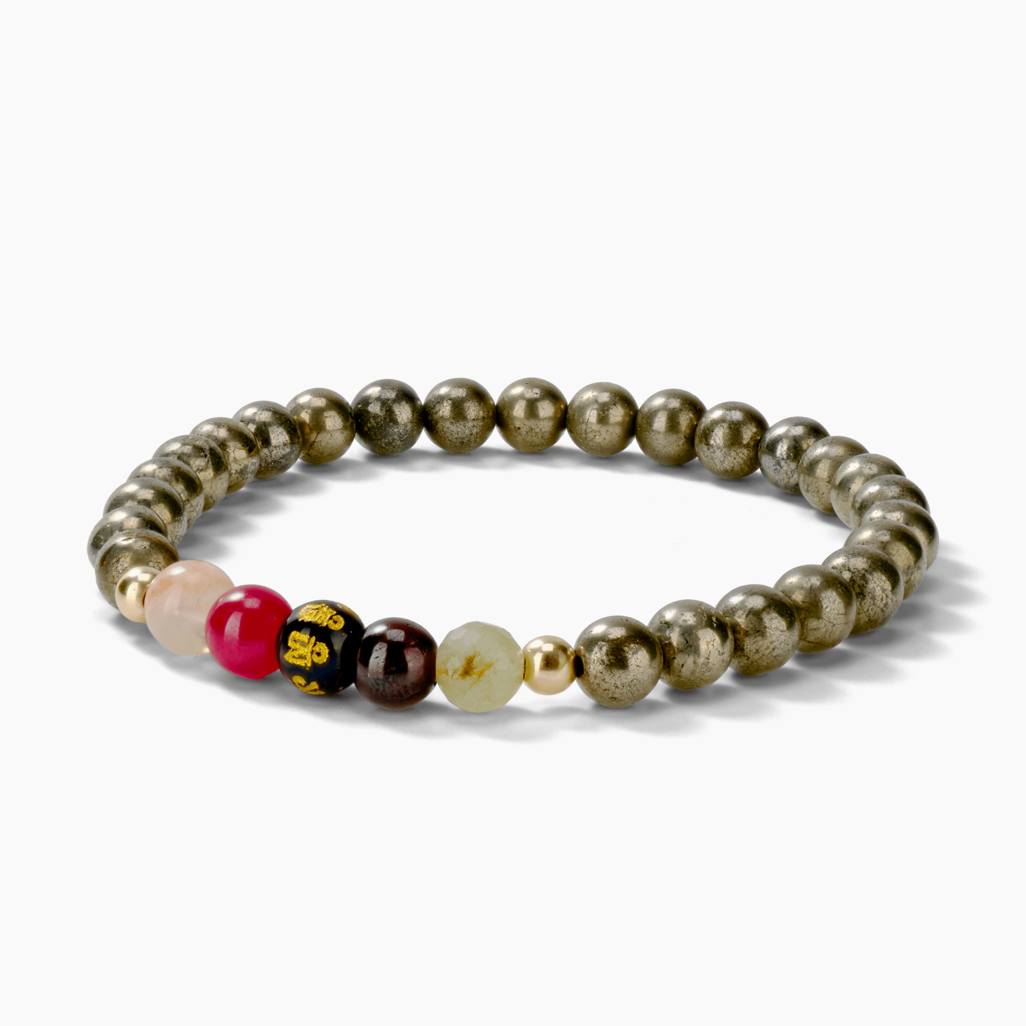 Pyrite Mega Power Lucky 7 Gemstone Bracelet With REAL Gold - Eat.Read.Love.