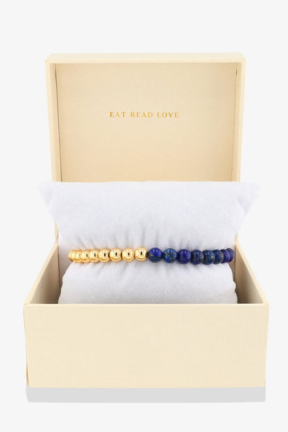 Queen of Wisdom REAL Gold Bracelet With Lapis Lazuli - Eat.Read.Love.