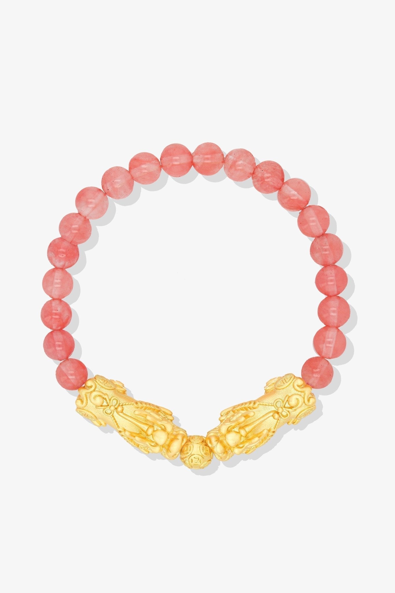 Red Jade Mega Money 18k Gold Vermeil Pixiu Feng Shui Bracelet - Eat.Read.Love.