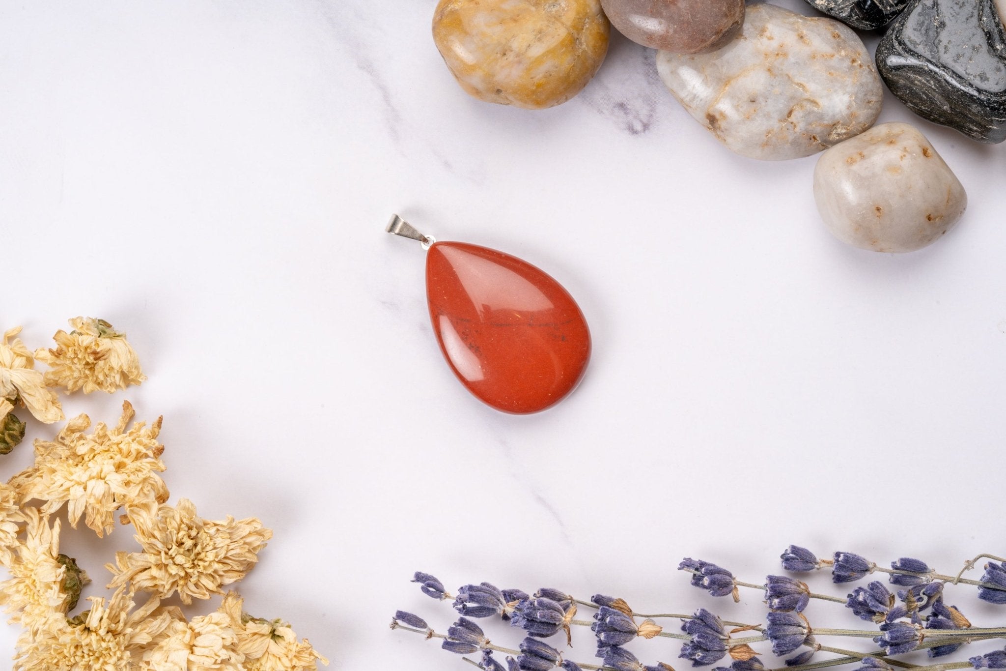 Red Jasper Teardrop Pendant - Eat.Read.Love.