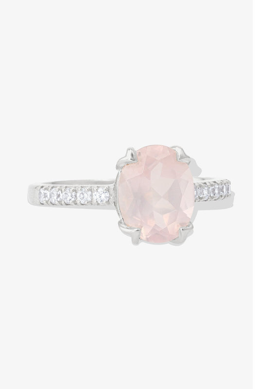 Rose Quartz 18k Gold Vermeil Ring - Eat.Read.Love.