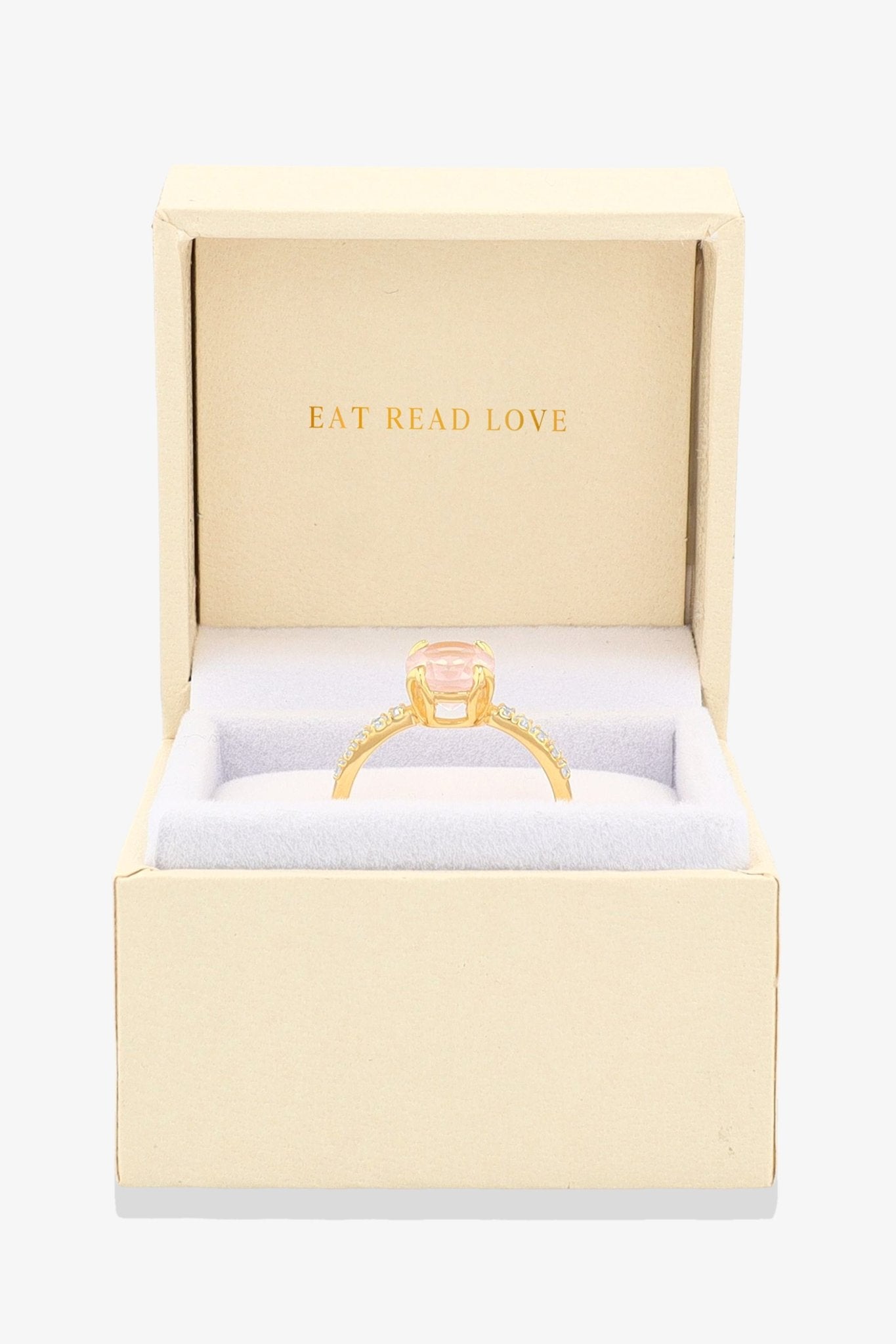 Rose Quartz 18k Gold Vermeil Ring - Eat.Read.Love.