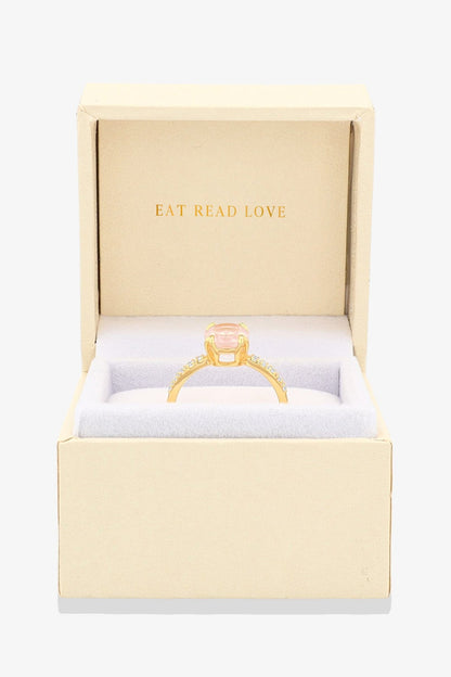 Rose Quartz 18k Gold Vermeil Ring - Eat.Read.Love.