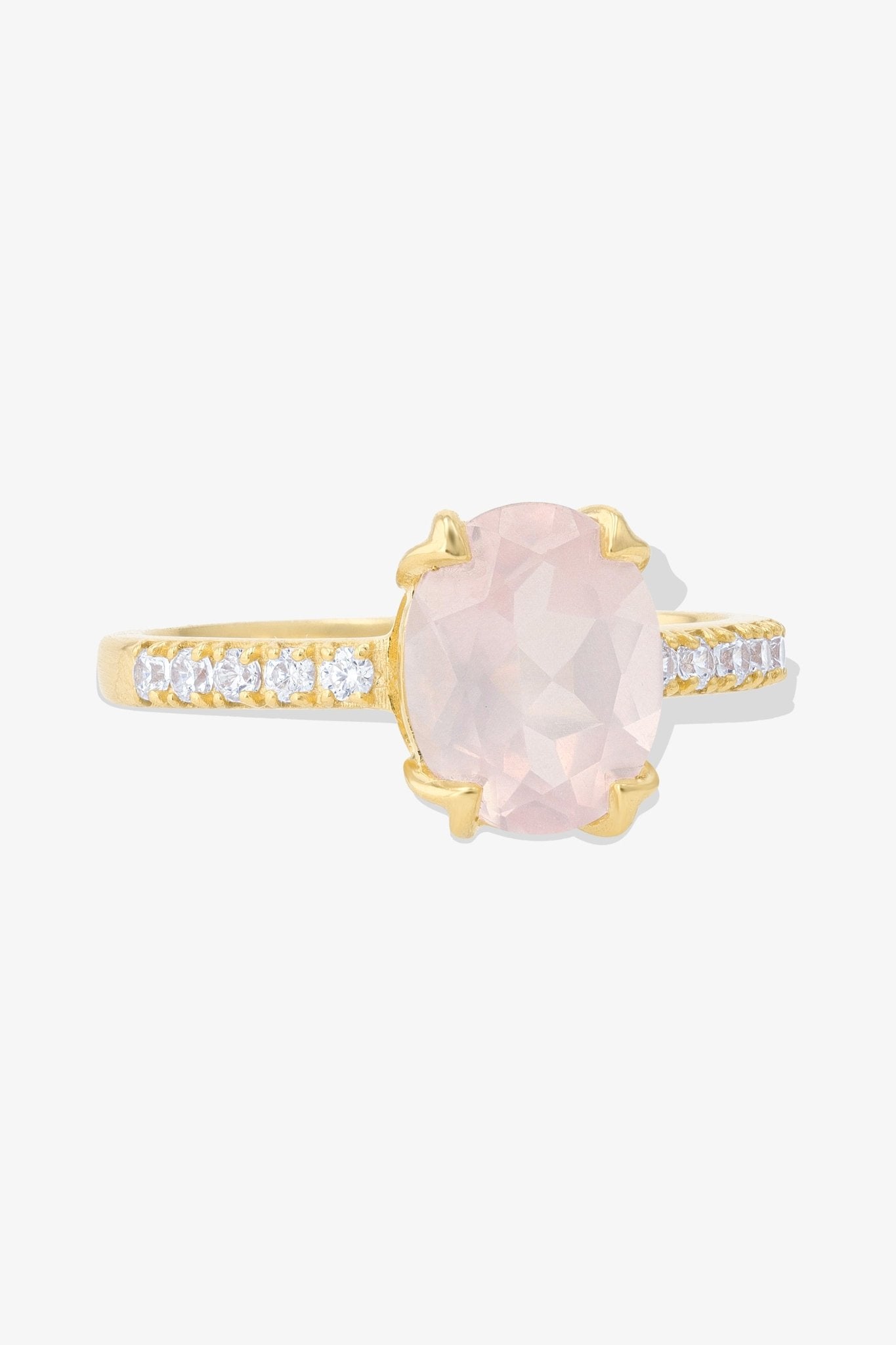 Rose Quartz 18k Gold Vermeil Ring - Eat.Read.Love.