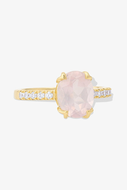 Rose Quartz 18k Gold Vermeil Ring - Eat.Read.Love.