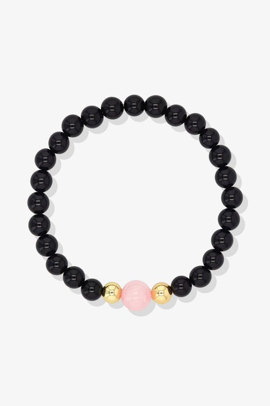 Rose Quartz and Amethyst Bracelet with REAL Gold - Everlasting Love - Eat.Read.Love.