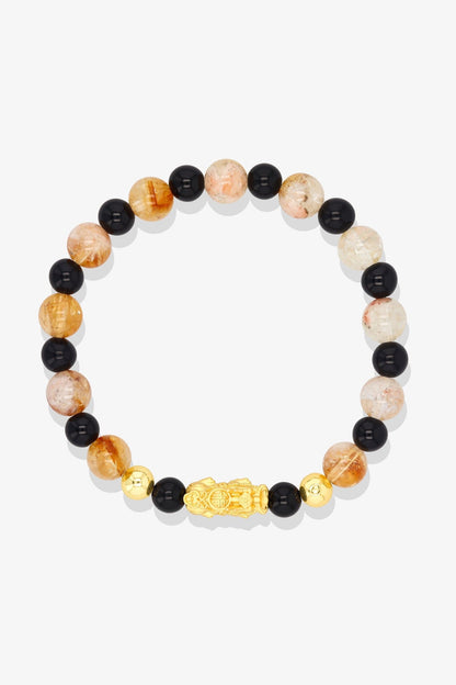 Rose Quartz and Amethyst Unlimited Love 18K Gold Vermeil Pixiu Feng Shui Bracelet - Eat.Read.Love.