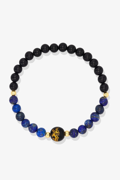 Rose Quartz and Black Obsidian Lucky Dragon Feng Shui Bracelet REAL Gold - Romance - Eat.Read.Love.