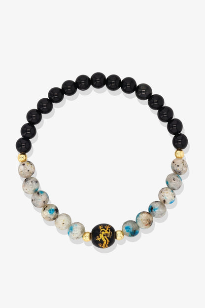 Rose Quartz and Black Obsidian Lucky Dragon Feng Shui Bracelet REAL Gold - Romance - Eat.Read.Love.