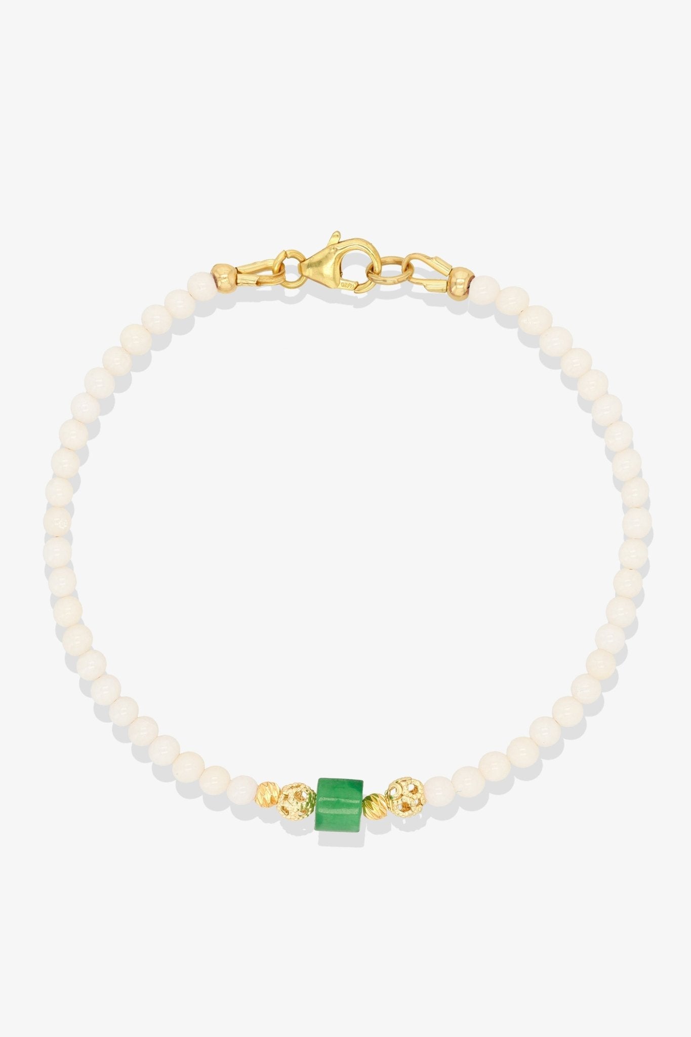 Rose Quartz and Jade Gold Vermeil Crystal Bracelet - Love - Eat.Read.Love.