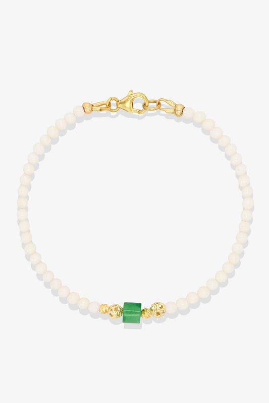 Rose Quartz and Jade Gold Vermeil Crystal Bracelet - Love - Eat.Read.Love.