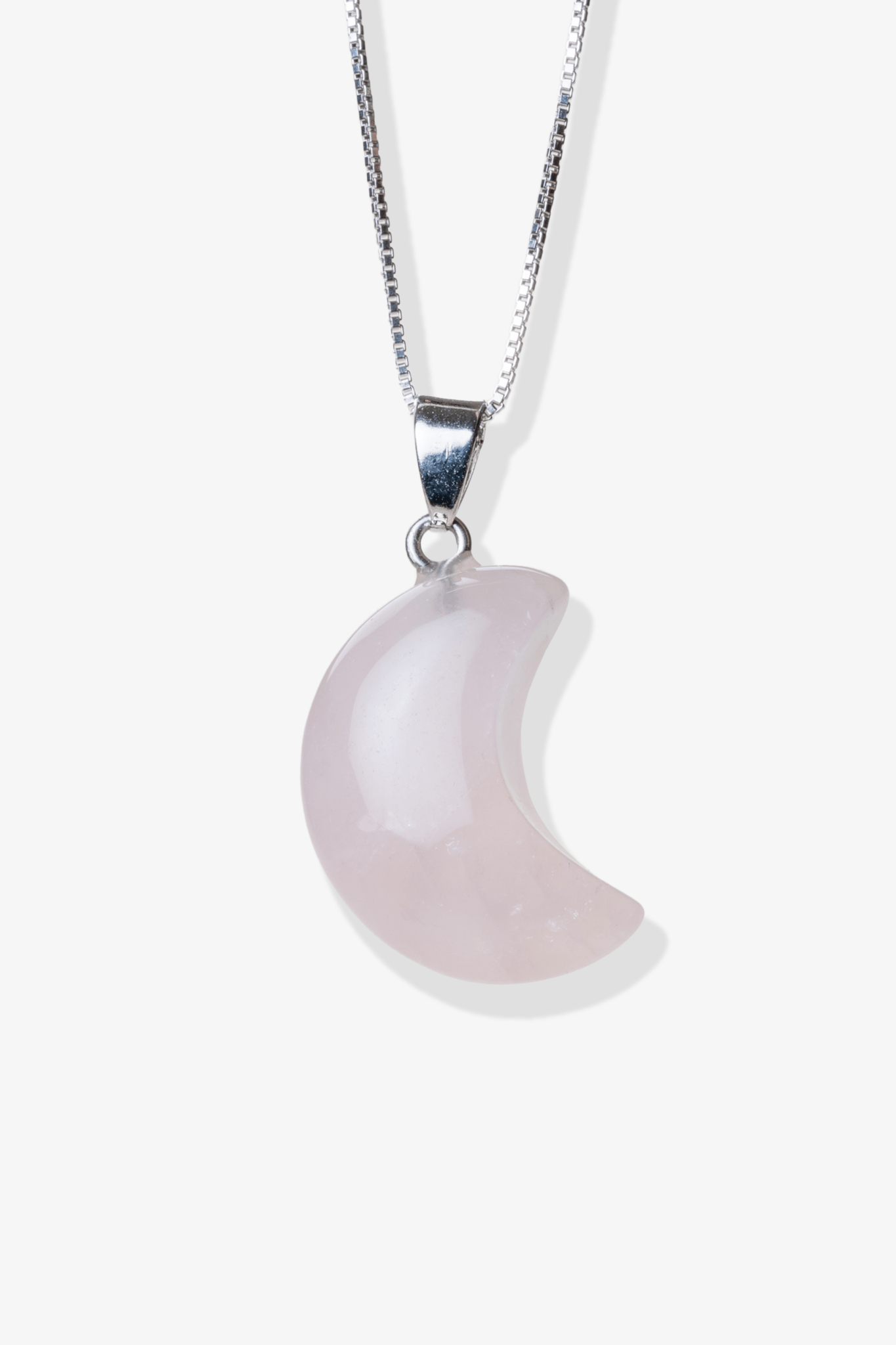 Rose Quartz Crescent Moon Pendant - Eat.Read.Love.