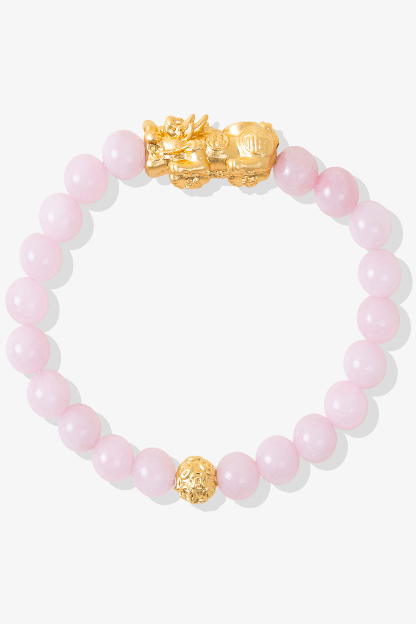 Rose Quartz Fortune 18k Gold Vermeil Pixiu Feng Shui Bracelet - Eat.Read.Love.