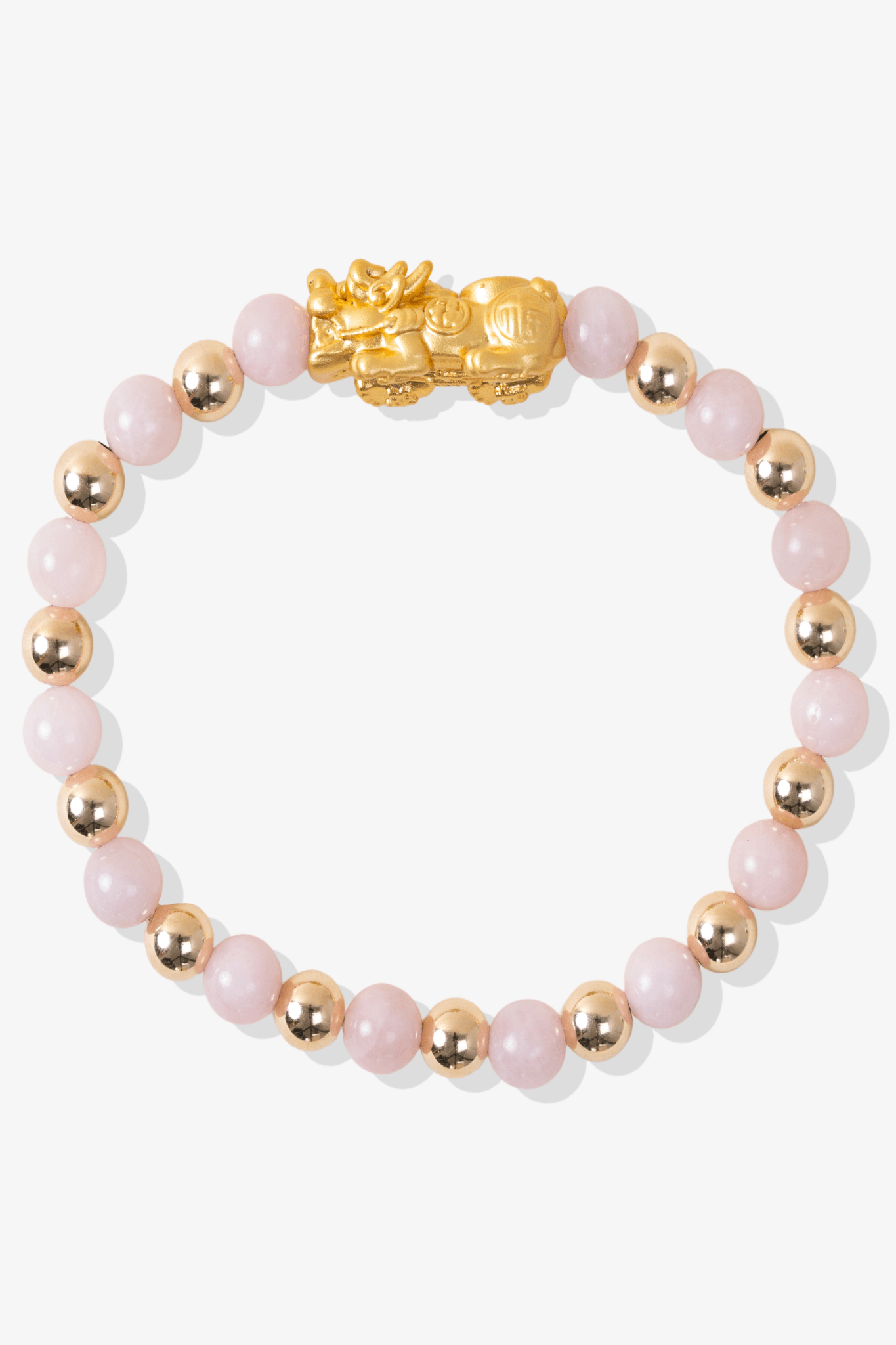 Rose Quartz Infinite Fortune 18k Gold Vermei Pixiu Feng Shui Bracelet - Eat.Read.Love.