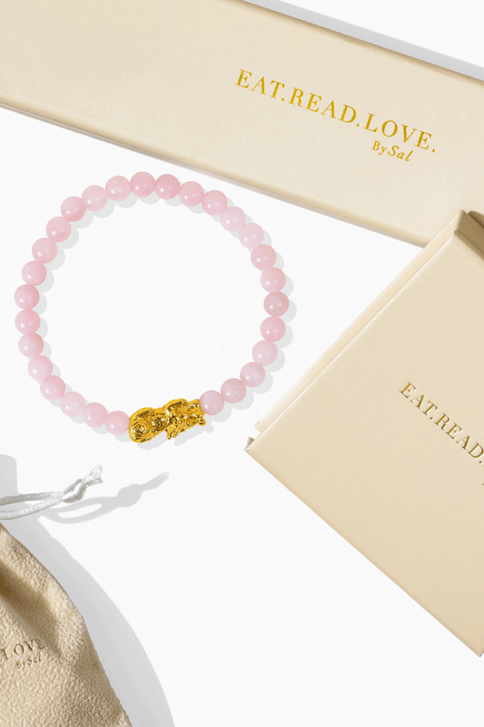 Rose Quartz Pixiu Feng Shui Bracelet - Eat.Read.Love.