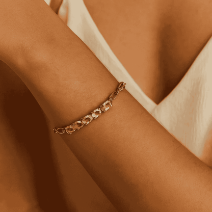 Rose Quartz Sterling Silver Paperclip Sterling Silver Soulmate Bracelet - Eat.Read.Love.