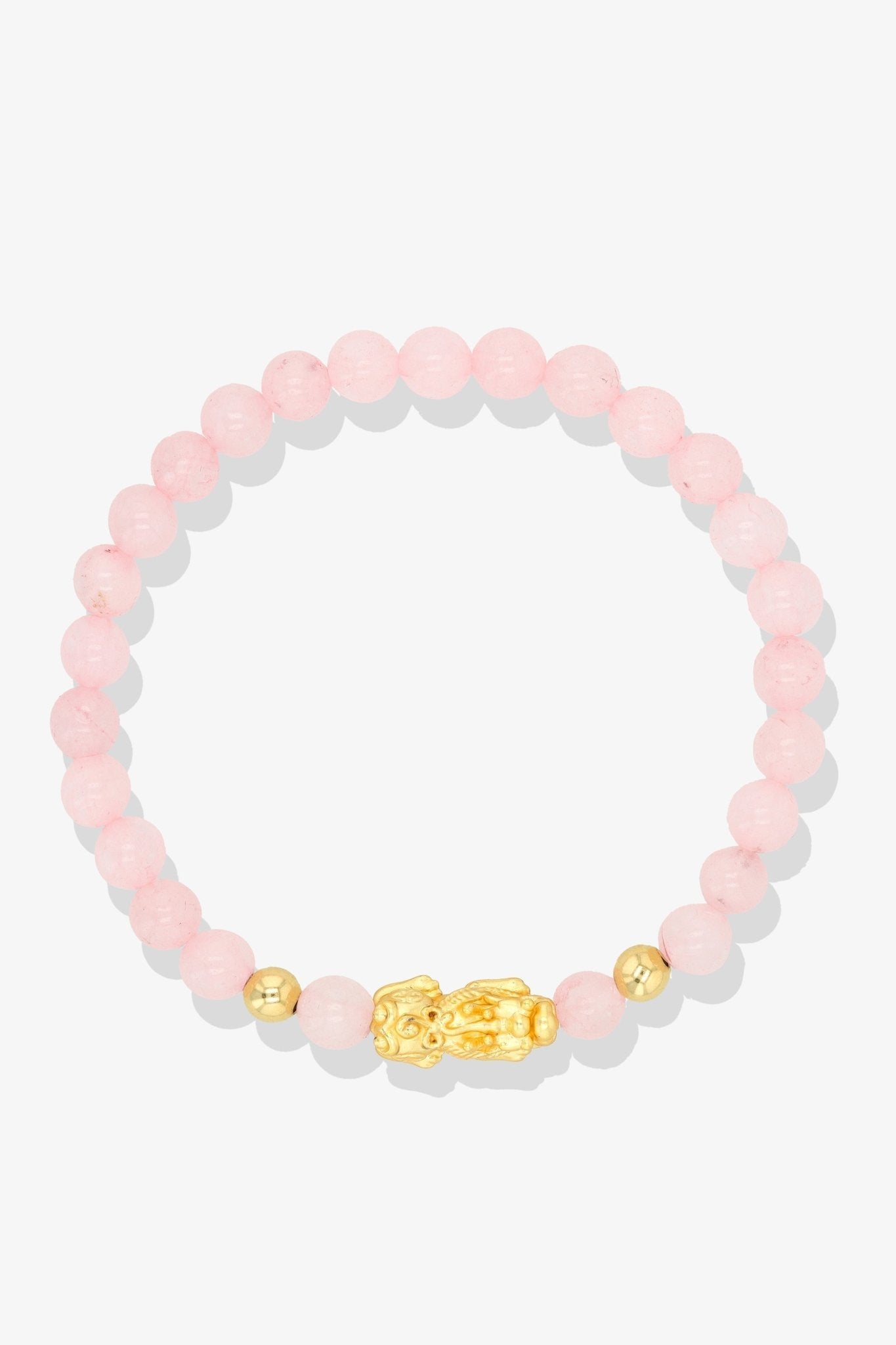 Rose Quartz Unlimited Prosperity 18K Gold Vermeil Pixiu Feng Shui Bracelet - Eat.Read.Love.